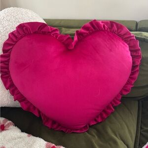 Heart-Shaped Pink Pillow with Ruffles